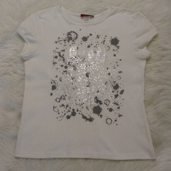 White Angel Shirt with Silver Splatter Paint Design - Picture 7 of 12